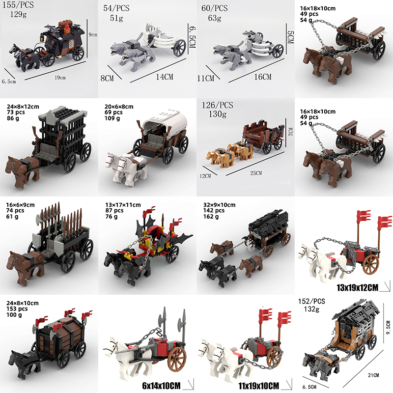 Lego Minifigure Holder - DIY mittelalterliche Rinderanhänger Pferdekutsche Baustein Schloss