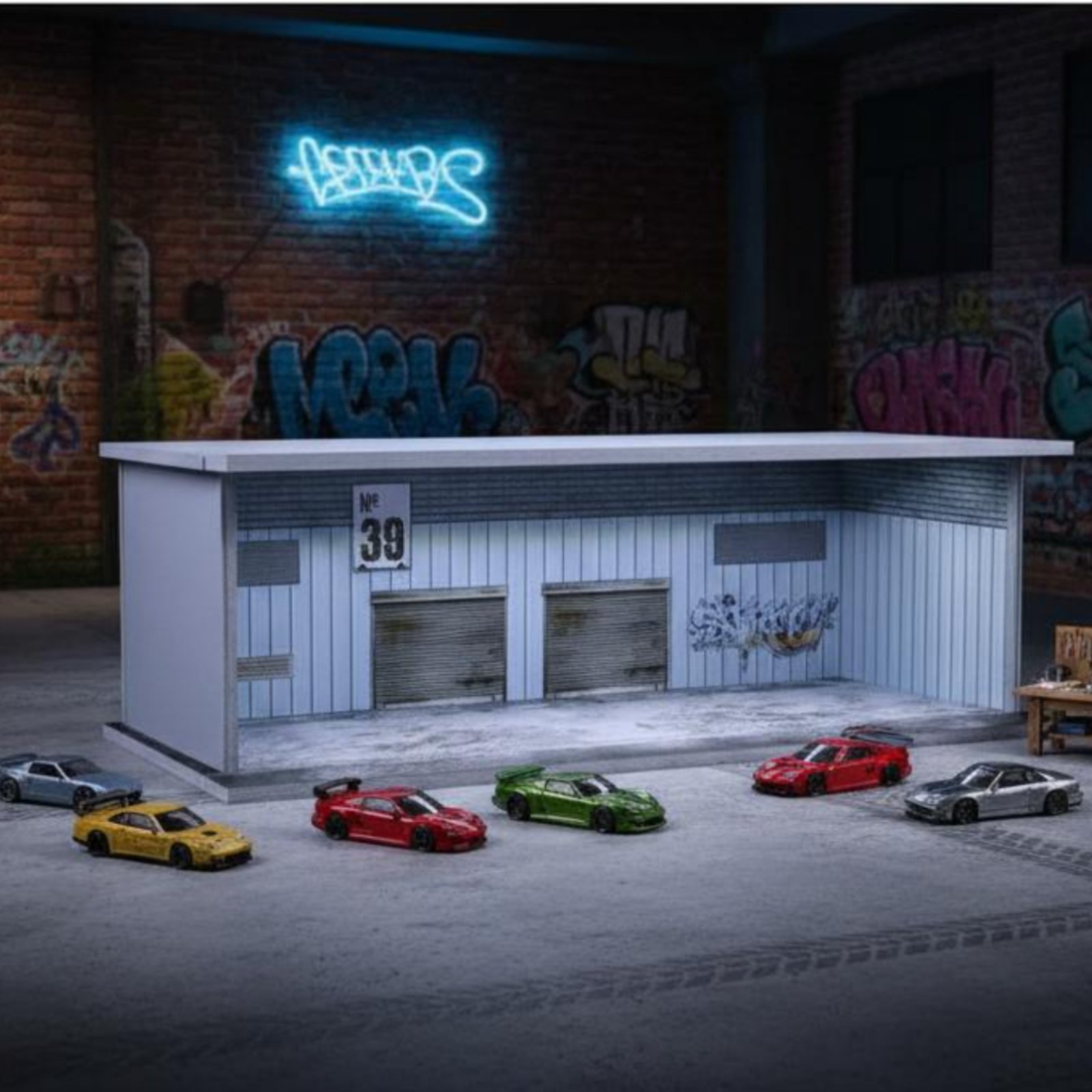 Display Case Acrylic - Graffiti Parkgaragen-Modell als Geschenkidee, 1:64 Parkplatz-Modell,