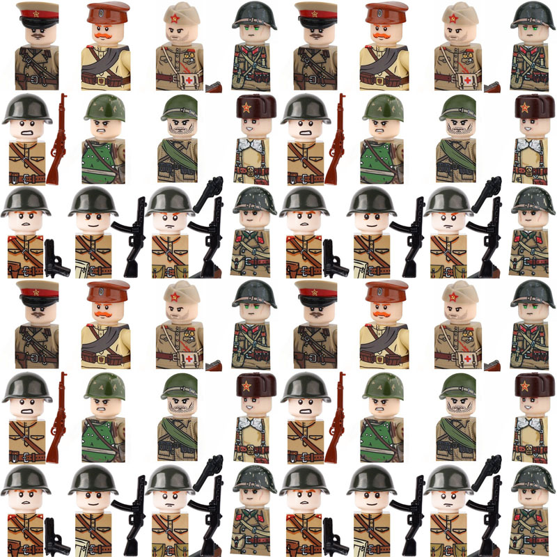 Lego Minifigure Holder - MOC Militär Sowjetische Soldatenfiguren Bausteine Rote