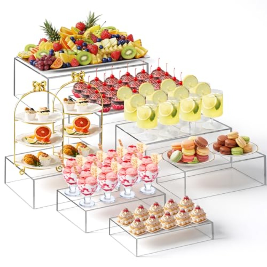 Display Risers Set - 7-teiliges Extra Großes Buffet-Ständer-Set 25 cm
