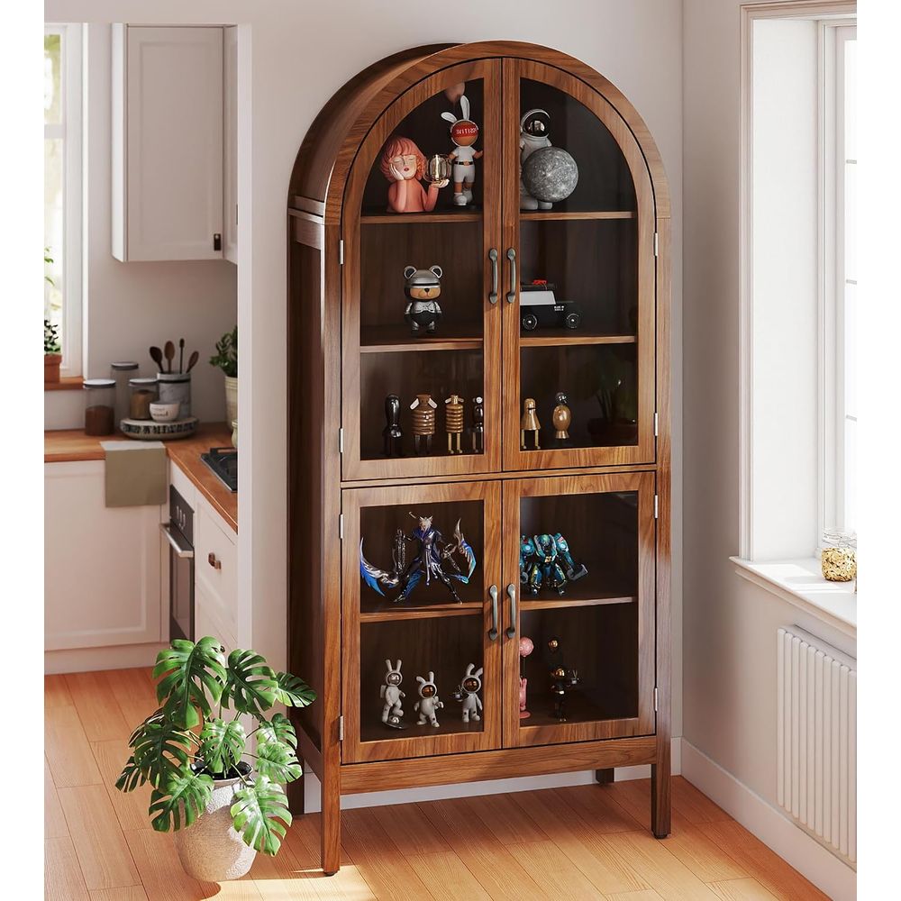 Display Case Acrylic - 70,9 cm Hohe Walnuss-Acrylglas-Vitrine für Sammlerstücke,