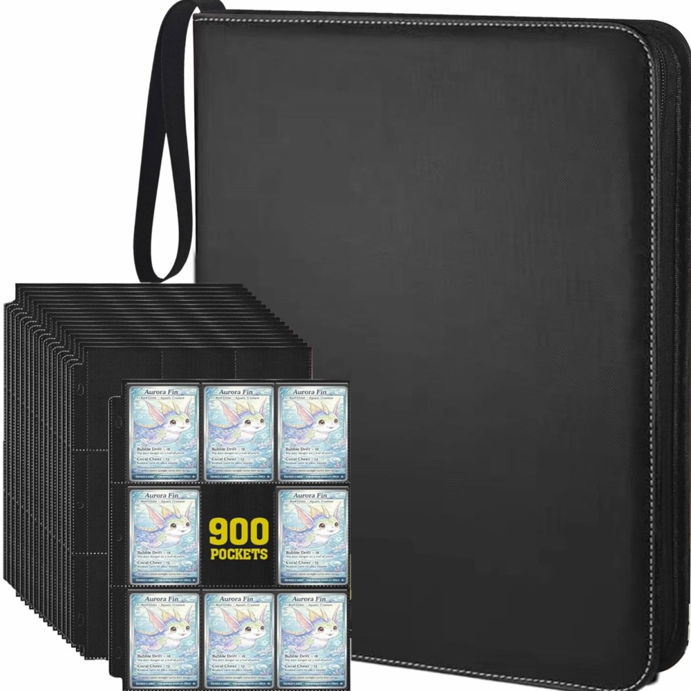 Pokemon Binder Card - 900-Fächer-Kartenalbum mit 50 Blatt 9-Fächer-Doppelseitigem Reißverschluss-Kartenhalter