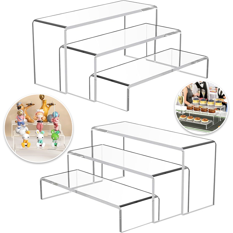 Display Risers Set - Acryl-Display-Ständer, 1 Set 3-teilig Rechteckige Präsentationsständer,