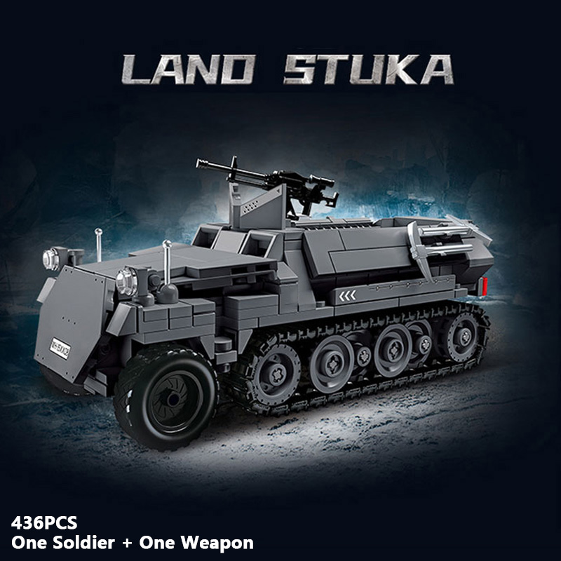 Lego Minifigure Holder - Land-Stuka Zweiter-Weltkrieg-Armee-Militär-Soldaten-Fußsoldaten-Raketenwerfer-Bausteine-Modell-DIY-Montage-Spielzeug